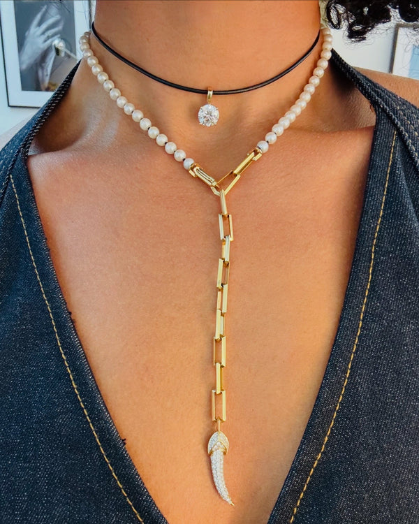 Eternal by Marei Solitaire Diamond Pendant On Leather