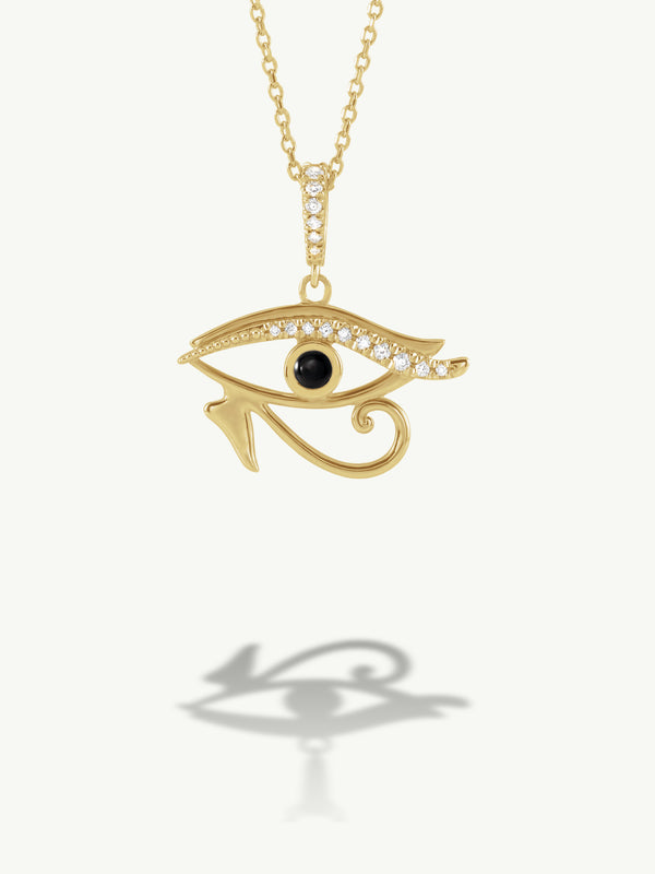 Eye of Horus Pavé White Diamond & Black Onyx Necklace
