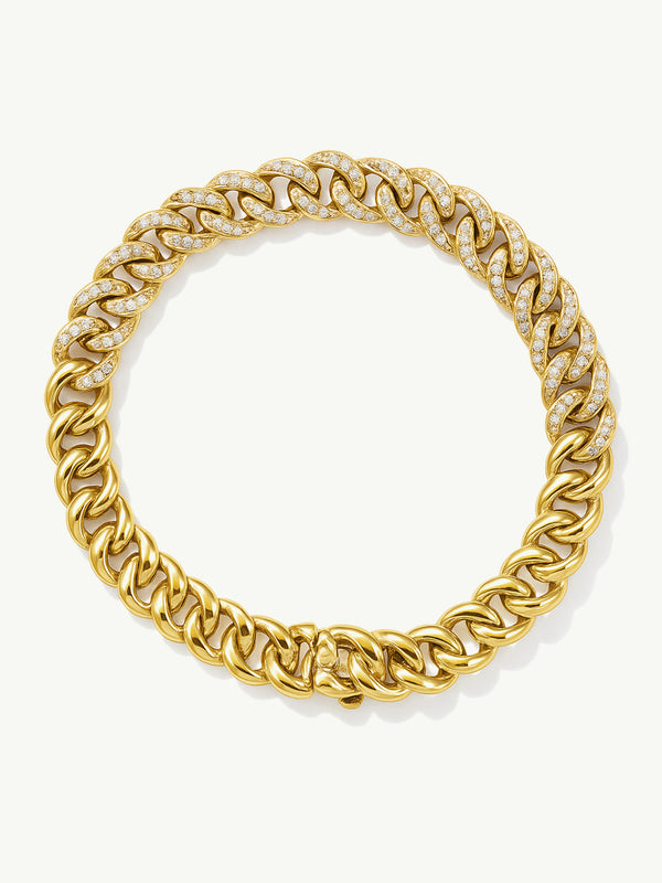 Eternal by Marei Pavé-Set White Diamond Curb Chain Bracelet, 0.75 CTW