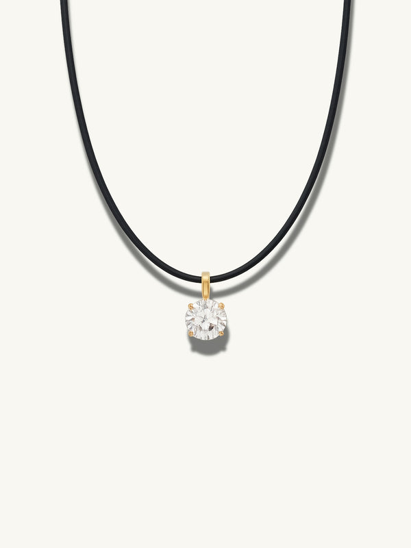 Eternal by Marei Solitaire Diamond Pendant On Leather