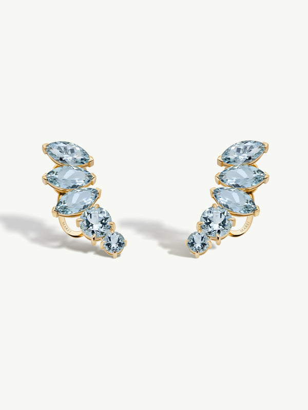 Isadora Earrings With Blue Aquamarine Gemstones In 18K Yellow Gold